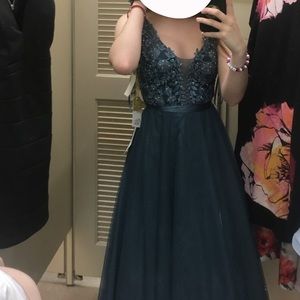 Macy’s Say Yes to the Prom Blue Embroidered Dress